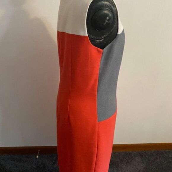 Banana Republic sleeveless color block Orange/Gray/White dress, size 12 - Picture 4 of 5